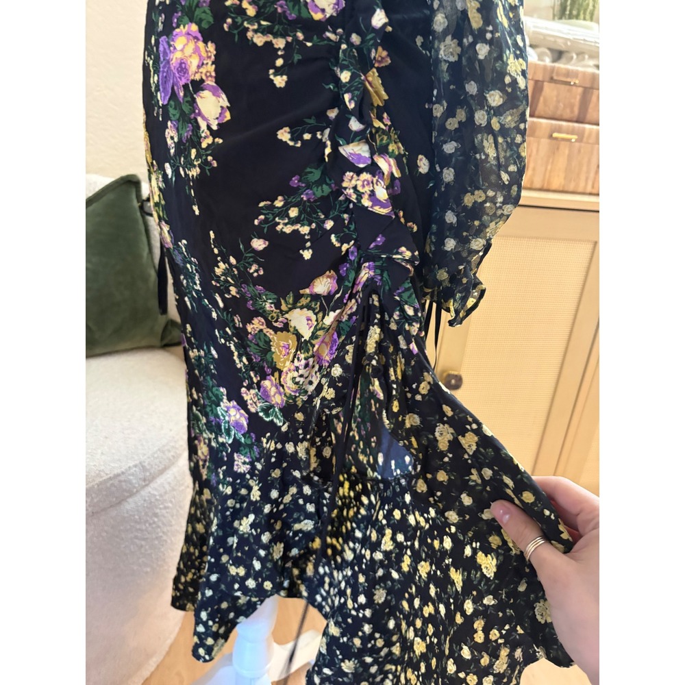 FOR LOVE & LEMONS Ross Midi Dress Floral Ruffle Open Back Size Small - Picture 8 of 12